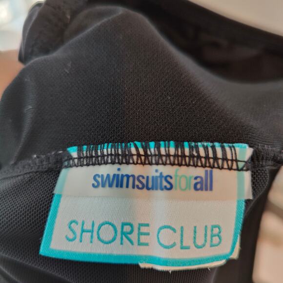 Swimsuits for All Plus Size 16 Black Strapless Tube Top Ruffle Skirt Swimdress - Picture 7 of 11